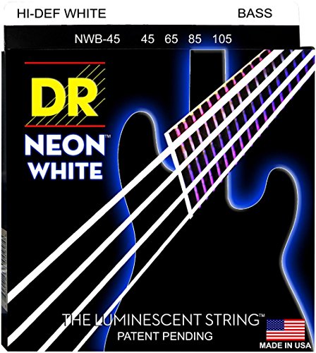 DR Strings - farbige Bass Saiten - white - 5-saiter, 045-125 von DR Strings