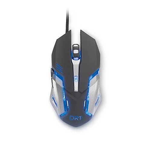 DR1TECH [Amazon Exclusive] Avenger Gaming Maus Mit Kabel - 6 Tasten Für Bis Zu 3200 DPI - Leichtes Und Strapazierfähiges Design - Ergonomische Gaming Maus Für PC/PS4/XBOX von DR1TECH