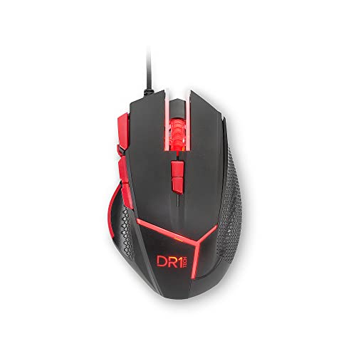 DR1TECH [Amazon Exclusive] Hunter Professional Gaming Maus Mit Kabel [5 Auswechselbare Gewichte + Triple FIRE] - 9 Tasten Für Bis Zu 4200 DPI - Ergonomische Gaming Maus Für PC/PS4/XBOX von DR1TECH