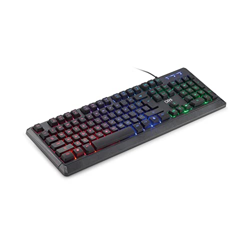 DR1TECH Puma+ Ergonomische Gaming Tastatur Mit LED Hintergrundbeleuchtung Für PC/PS4-104 Tasten Mit 6-Tasten-Rollover - USB Tastatur Mit Kabel (QWERTY Internationales-Layout) von DR1TECH