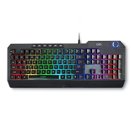 DR1TECH Wasp RGB Gaming Tastatur Für PC/PS4 Mit LED Hintergrundbeleuchtung - 104 Tasten Mit 26-Tasten Anti Ghosting - USB Tastatur Mit Kabel (QWERTY Internationales-Layout) von DR1TECH