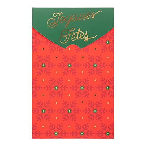 DRAEGER PARIS Glückwunschkarte "Frohe Feiertage" rot und grün | Weihnachtsflocken | Heiligabend | Heißgold-Finish | 10,5 x 17 cm | Made in England | inkl. Umschlag | FSC®-Papier von DRAEGER PARIS 1886