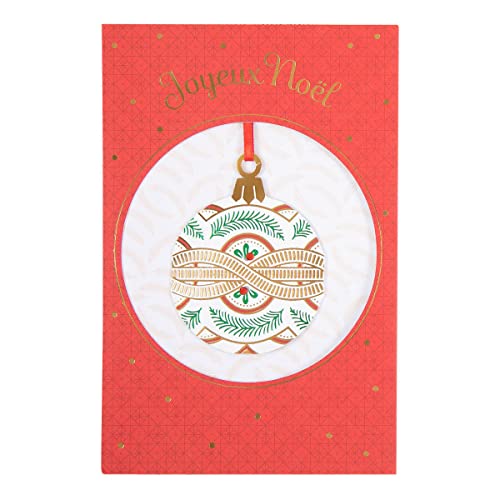Draeger Paris | Grußkarte Frohe Weihnachten | Weihnachtskugel | Geschenk zum Ende des Jahres | Gold und Band | Weihnachtskarte | 12 x 17 cm | Made in England | Umschlag inklusive| FSC® Papier von DRAEGER PARIS 1886