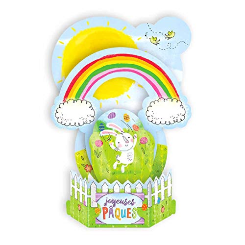 Draeger Paris - Pop Up Karte, Karte 3D Grußkarte mit Umschlag - "Joyeuses Pâques" Hase Rainbow - format 18 x 11,5 cm von DRAEGER PARIS 1886