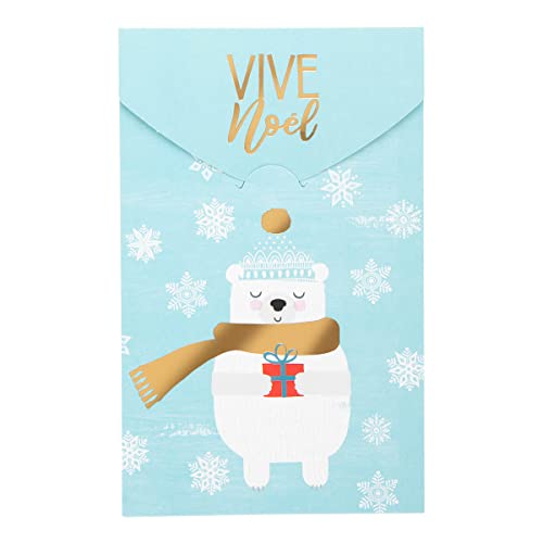 Draeger Paris Weihnachtskarte "Vive Christmas" | Weihnachtsgeschenke Bär | Heiße Goldveredelung | 10,5 x 17 cm | Made in England | inkl. Umschlag | FSC®-Papier von DRAEGER PARIS 1886