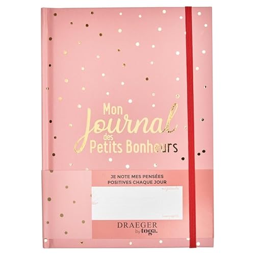 Draeger – Tagebuch für kleine Glückwünsche – Notizbuch für Notizen und positive Gedanken – fester Einband, elastischer Verschluss – 15 x 21 cm – Rosa und Gold von DRAEGER
