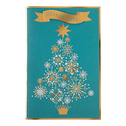Drager Paris Grußkarte, Frohe Weihnachten, Weihnachtsfeier, Weihnachtsbaum, goldfarben, 17 x 17 cm, hergestellt in England, mit Umschlag und FSC® von DRAEGER PARIS 1886