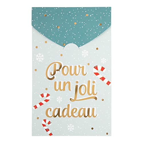 Drager Paris | Grußkarte für ein schönes Geschenk | Zuckerstangen Schneeflocken Weihnachten | Heiße Goldveredelung | 10,5 x 17 cm | Made in England | inkl. Umschlag | FSC®-Papier von DRAEGER PARIS 1886