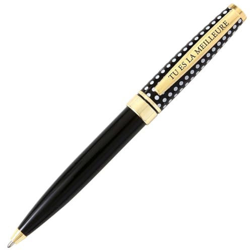 Die carterie 76000719 Kugelschreiber Einziehbar Serie Black & Gold mit Botschaft auf Clip Du bist die Beste von DRAEGER