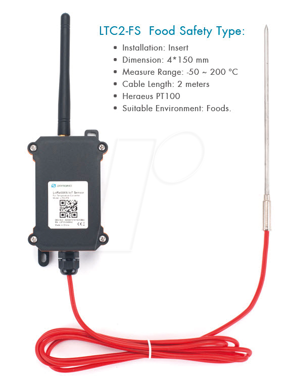 DRA LTC2-FS - LoRaWAN Temperatur Transmitter, Lebensmittel von DRAGINO