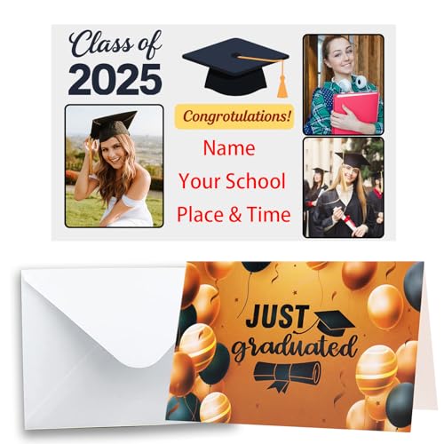 DRAJOIN Personalisierte Abschlusskarten, Individuelle Einladungskarten, Personalisierte Fotokarten mit Weißen Umschlägen, als Abschlusskarte für Schule, Kindergarten, Hochschule, Hochschule, 15 PCS DRAJOIN Personalisierte Abschlusskarten, Individuelle Einladungskarten, Personalisierte Fotokarten mit Weißen Umschlägen, als Abschlusskarte für Schule, Kindergarten, Hochschule, Hochschule, 15 PCS von DRAJOIN