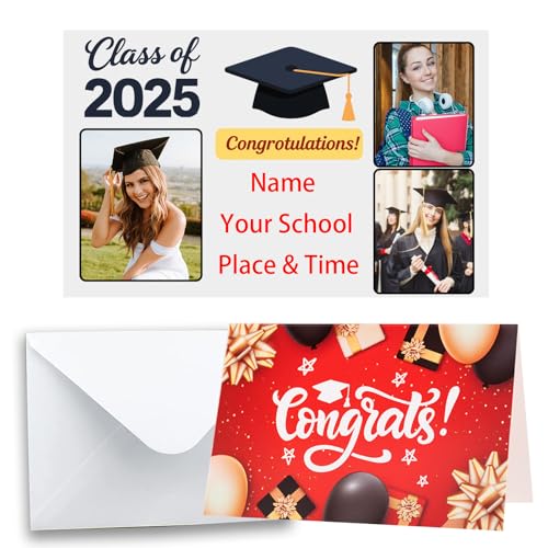 DRAJOIN Personalisierte Abschlusskarten, Individuelle Einladungskarten, Personalisierte Fotokarten mit Weißen Umschlägen, als Abschlusskarte für Schule, Kindergarten, Hochschule, Hochschule, 15 PCS DRAJOIN Personalisierte Abschlusskarten, Individuelle Einladungskarten, Personalisierte Fotokarten mit Weißen Umschlägen, als Abschlusskarte für Schule, Kindergarten, Hochschule, Hochschule, 15 PCS von DRAJOIN