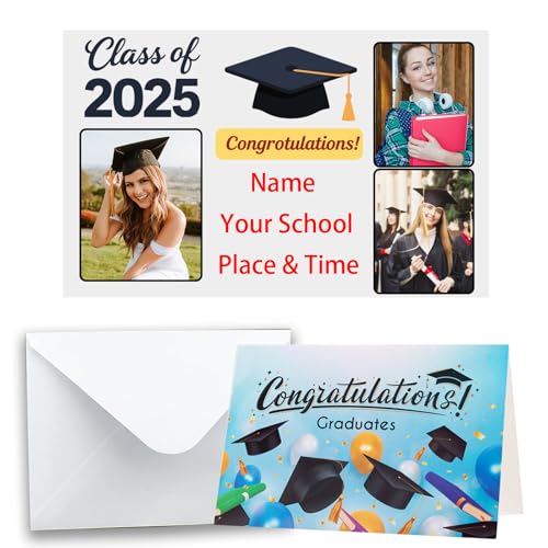 DRAJOIN Personalisierte Abschlusskarten, Individuelle Einladungskarten, Personalisierte Fotokarten mit Weißen Umschlägen, als Abschlusskarte für Schule, Kindergarten, Hochschule, Hochschule, 15 PCS DRAJOIN Personalisierte Abschlusskarten, Individuelle Einladungskarten, Personalisierte Fotokarten mit Weißen Umschlägen, als Abschlusskarte für Schule, Kindergarten, Hochschule, Hochschule, 15 PCS von DRAJOIN