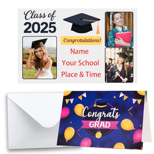 DRAJOIN Personalisierte Abschlusskarten, Individuelle Einladungskarten, Personalisierte Fotokarten mit Weißen Umschlägen, als Abschlusskarte für Schule, Kindergarten, Hochschule, Hochschule, 15 PCS DRAJOIN Personalisierte Abschlusskarten, Individuelle Einladungskarten, Personalisierte Fotokarten mit Weißen Umschlägen, als Abschlusskarte für Schule, Kindergarten, Hochschule, Hochschule, 15 PCS von DRAJOIN
