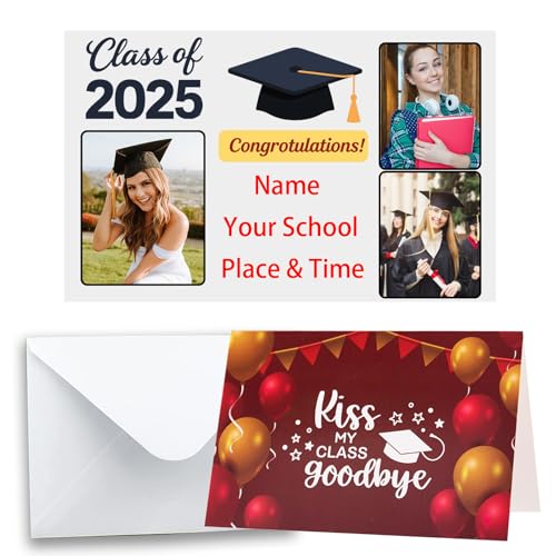 DRAJOIN Personalisierte Abschlusskarten, Individuelle Einladungskarten, Personalisierte Fotokarten mit Weißen Umschlägen, als Abschlusskarte für Schule, Kindergarten, Hochschule, Hochschule, 15 PCS DRAJOIN Personalisierte Abschlusskarten, Individuelle Einladungskarten, Personalisierte Fotokarten mit Weißen Umschlägen, als Abschlusskarte für Schule, Kindergarten, Hochschule, Hochschule, 15 PCS von DRAJOIN