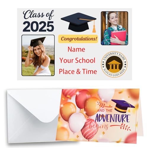 DRAJOIN Personalisierte Abschlusskarten, Individuelle Einladungskarten, Personalisierte Fotokarten mit Weißen Umschlägen, als Abschlusskarte für Schule, Kindergarten, Hochschule, Hochschule, 15 PCS DRAJOIN Personalisierte Abschlusskarten, Individuelle Einladungskarten, Personalisierte Fotokarten mit Weißen Umschlägen, als Abschlusskarte für Schule, Kindergarten, Hochschule, Hochschule, 15 PCS von DRAJOIN