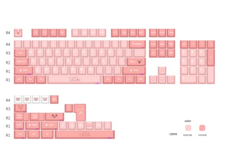 82 Tasten Dicke PBT Pink Cherry Tastenkappen-Set Mechanische Tastatur Kompatibel mit Cherry MX, Gateron, Kailh, Outemu Passend für 61/64/68/71 von DRAOZA