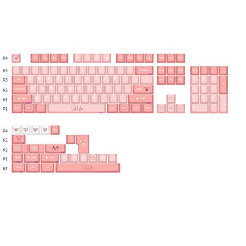 DRAOZA 135 Tasten Dicke PBT Pink Cherry Tastenkappen-Set Mechanische Tastatur Kompatibel mit Cherry MX, Gateron, Kailh, Outemu Passend für 61/64/68/84/87/96/980/104/108 von DRAOZA