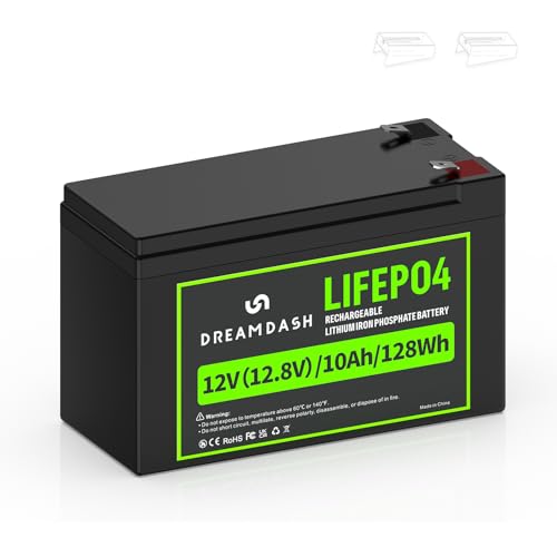 12V Batterie 10Ah LiFePO4 Wiederaufladbare, tiefer Zyklus 2000 Zeiten mit BMS Schutz, passend für Kinderfahrzeug, Kinderauto, USV, E-Bike, Beleuchtung, Roller 12V Batterie 10Ah LiFePO4 Wiederaufladbare, tiefer Zyklus 2000 Zeiten mit BMS Schutz, passend für Kinderfahrzeug, Kinderauto, USV, E-Bike, Beleuchtung, Roller von DREAMDASH