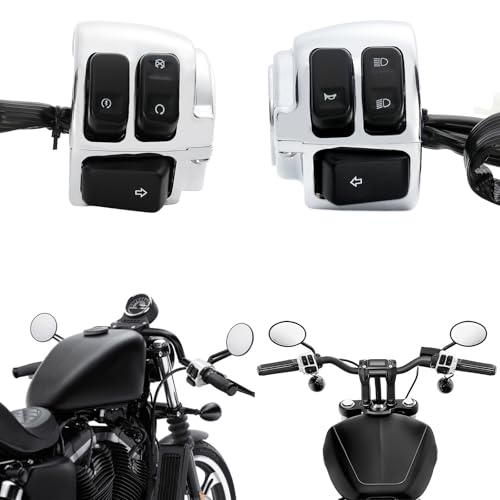 1" Chrom Motorrad Schalter Startschaltereinheit Set Hupe Licht links und rechts Motorrad-Steuerschalter, 1 Paar 1" Chrom Motorrad Schalter Startschaltereinheit Set Hupe Licht links und rechts Motorrad-Steuerschalter, 1 Paar von DREAMIZER