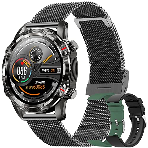 DREAMWIN Smartwatch Herren, 1.32 Zoll Touchscreen Armbanduhr mit Bluetooth Anruf, IP67 Wasserdicht Tracker mit Schlafmonitor Pulsuhr Blutdruck, Schrittzähler Sportuhr für Android iOS (Schwarz) von DREAMWIN