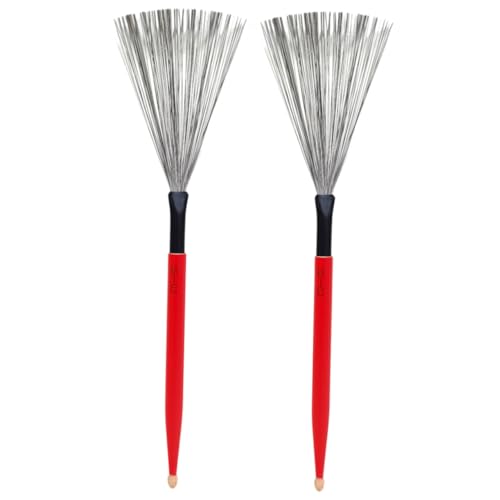 DRESSOOS 1 Paar Ahornstäbe Percussionbürste Drahttrommelbürste Kohlenstoffstahlbürste Trommelbürsten Jazzbürste Trommelbürste Für Trommel Jazztrommelbürsten Trommel Percussion Zubehör von DRESSOOS