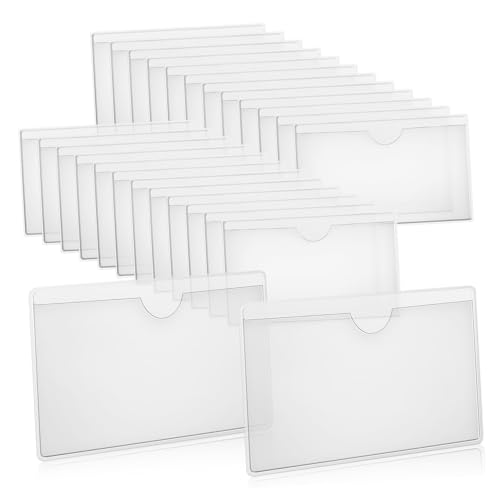 DRESSOOS 36 Stk Kartentasche Klebetaschen aus Kunststoff weiße Einsteckkarten Etikett büroartikel Karteikarten Kartenhüllen Kartenhalter zum Organisieren Ware Kartenabdeckung Schutz Klipp von DRESSOOS