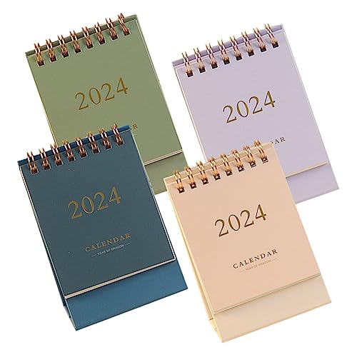 DRESSOOS 4 Stück Mini Kalender, Notizblock, Stehkalender, Klappkalender, Kleine Kalender, Schreibtisch Standkalender, Mini Tischkalender, Schreibtisch Standkalender, Tageskalender, von DRESSOOS