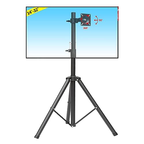 Mobiler Ständer – Tragbarer TV-Stativ, mit 360° drehbarer und neigbarer TV-Halterung, für 35,6–81,3 cm Monitor, höhenverstellbar, faltbar, TV-Halterung, hält bis zu 15 kg von DRFGNF