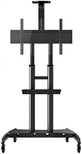Mobiler TV-Wagen, mobiler TV-Ständer mit Ablage, Bodenständer, mit 360° drehbarem Rad, höhenverstellbare Halterung für 55-80 Zoll (139,7–203,2 cm) von DRFGNF