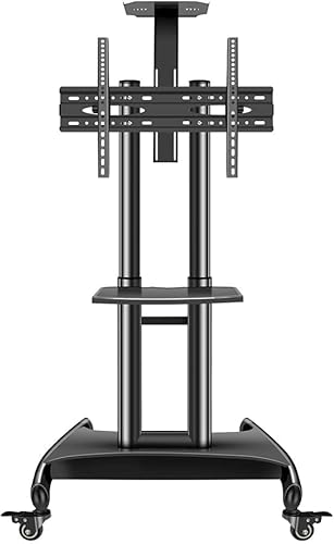 Rollender TV-Ständer, mobiler TV-Wagen, mobiler TV-Regal, Monitorwagen, 81,3 - 190,5 cm anwendbar, mit 360 Grad drehbaren Rädern zum Bewegen von DRFGNF
