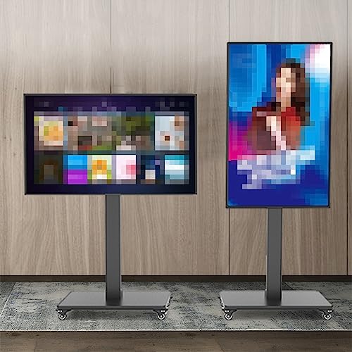 TV-Halterung, mobiler TV-Wagen auf Rädern für 81,3 - 165 cm (32 - 65 Zoll) Fernseher, 0-90 ° horizontaler und vertikaler Bildschirm, drehbarer TV-Ständer von DRFGNF