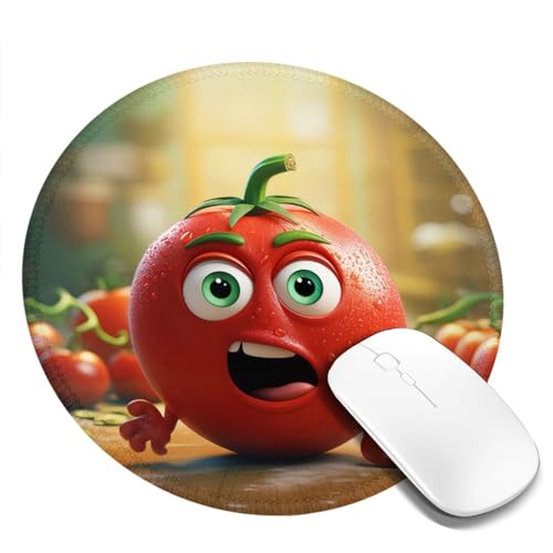 DRGFCXE Mauspad mit lustigen Cartoon-Tomaten, rutschfest, verdickt, 20,3 cm, rund, Gummi, verdicktes Design, rutschfeste Unterseite, bequemere Bedienung, präzise Kantenverriegelung, 2 Stück DRGFCXE Mauspad mit lustigen Cartoon-Tomaten, rutschfest, verdickt, 20,3 cm, rund, Gummi, verdicktes Design, rutschfeste Unterseite, bequemere Bedienung, präzise Kantenverriegelung, 2 Stück von DRGFCXE