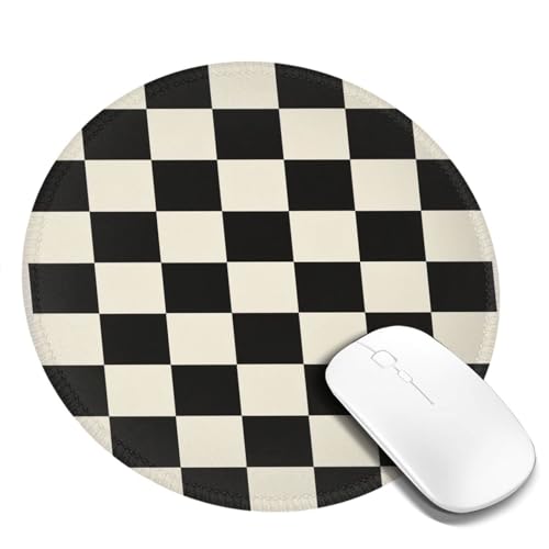 Mauspad mit Schachbrettmuster, rund, 20,3 cm, rutschfestes Gummi-Mauspad, weiches Polyester mit rutschfester Unterseite, ideal für Büro, Gaming, Heimgebrauch Mauspad mit Schachbrettmuster, rund, 20,3 cm, rutschfestes Gummi-Mauspad, weiches Polyester mit rutschfester Unterseite, ideal für Büro, Gaming, Heimgebrauch von DRGFCXE