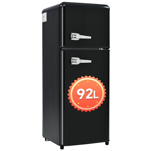 DRIXNO Retro-Kühlschrank. Kühl-Gefrier-Kombination, 105.5 cm hoch, 41 cm breit, zweitürig, 92 Liter Gesamtvolumen, mit 28 Liter Gefriervolumen.181 kWh/Jahr, -27°C ~13°C, LED-Licht DRIXNO Retro-Kühlschrank. Kühl-Gefrier-Kombination, 105.5 cm hoch, 41 cm breit, zweitürig, 92 Liter Gesamtvolumen, mit 28 Liter Gefriervolumen.181 kWh/Jahr, -27°C ~13°C, LED-Licht von DRIXNO
