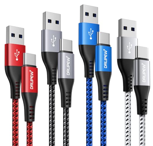 USB C Kabel [3 Meter, 4 Stück], USB Type-C Kabel Schnellladung Nylon geflochten USB Typ C Kabel für Samsung Galaxy S20 S21 S22 S23 S24 Ultra Plus S10 A51 A71, Note 20 10, PS5, Switch, Redmi von DRLIPEW