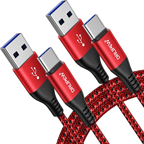 USB-C-Kabel [3 Stück, 1 m + 2 m + 3 m], USB-Kabel Typ C Schnellladung Nylon geflochten für Samsung S10 S10+ S9 S21 S20 Plus Ultra 5G, Galaxy Note 9 8 10 20, Huawei P10 P20 P30,Nexus 6P 5X,LG,HTC 10 von DRLIPEW