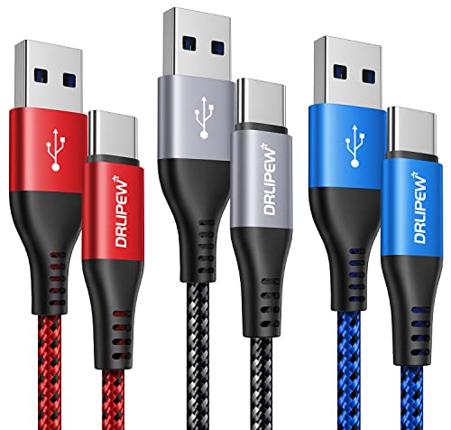 USB-Kabel C [1 m 3 Stück], USB-Kabel Typ-C Schnellladung für Samsung Galaxy S24 Ultra S23 Plus S22+ S21 S21+ S20+ S10E S10 S9 S8 Note 20 10 9 8, A20E A70 A50 A40 M31, LG GG 8G7 Google Pixel 5 5XL von DRLIPEW