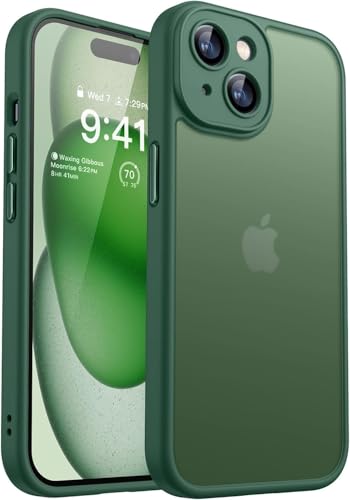 DROBAEDX Schutzhülle für iPhone 15 6,1 Zoll (15,7 cm), vollständiger Kameraschutz, weiche und seidige Haptik, matter Boden, transparent, Dunkelgrün von DROBAEDX