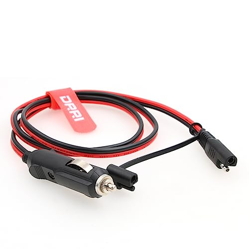 DRRI 16AWG 12V Auto Zigarettenanzünder auf SAE Schnellspanner Adapter Verlängerung Ladekabel mit Sicherung und LED-Licht für Solarbatterie 1M von DRRI