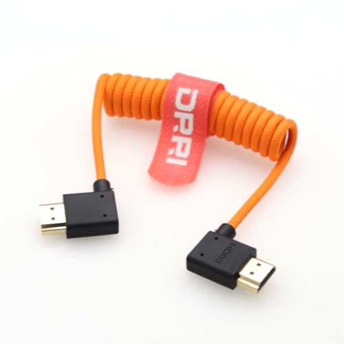 DRRI 8K @ 60Hz 4K @ 120Hz links gewinkelt auf rechtwinklig HDMI 2.1 Ultra High Speed geflochtenes Kabel für BMPCC 4K/6K, Rot, DJI Ronin 4D, Portkeys LH5P II Monitor von DRRI