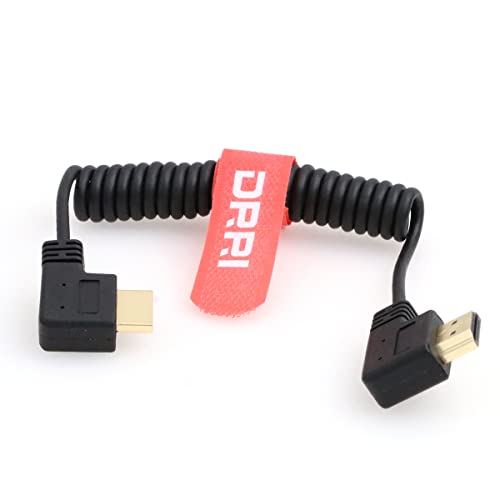 DRRI 8K High Speed HDMI-A 2.1 HDMI Stecker links auf HDMI Stecker rechtwinklig Spiralkabel für Z Cam Sony A7IV Lumix S5 II Kamera/BMPCC4K/BM5 Monitor von DRRI