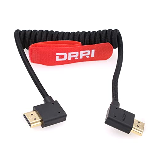 DRRI 8K Linksgewinkeltes HDMI auf rechtwinkliges HDMI 2.1 Ultra-High-Speed geflochtenes Spiralkabel für Z Cam Kamera an Atomos Ninja V / BM5 Monitore von DRRI