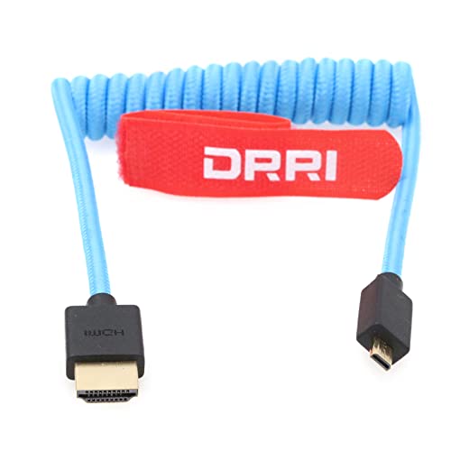 DRRI High Speed 8K Micro HDMI auf HDMI 2.1 geflochtenes Spiralkabel für Sony F55 a7S A7S3 A74 Canon R5c auf Atomos Ninja V von DRRI