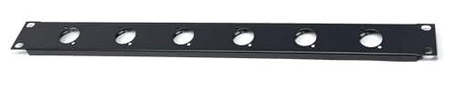 1U 48,3 cm Rackmontage D-Serie Punch-Out Panel – kompatibel mit XLR-, Speakon- und Neutrik-Steckern für AV-, Audio- und Computer-Racks (6 Ports) von DRUT