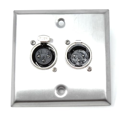 XLR-Wandplatte, 3-polige Einzelgang-Frontplatte mit 1 Stecker und 1 Buchse, Edelstahl-Audio-Panel mit Lötenden für Mikrofon, Mischpult, Lautsprecher und Verstärker XLR-Wandplatte, 3-polige Einzelgang-Frontplatte mit 1 Stecker und 1 Buchse, Edelstahl-Audio-Panel mit Lötenden für Mikrofon, Mischpult, Lautsprecher und Verstärker von DRUT