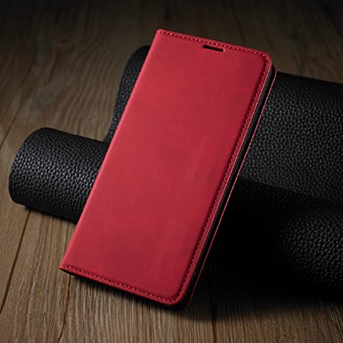 Business Magnetic Flip Leather Card Slot Wallet Case Cover für iPhone 14 13 12 11 Pro Max XS Max XR X 8 7 6S 6 Plus SE 5 5S, rot, für iPhone SE 2016 von DRXVE