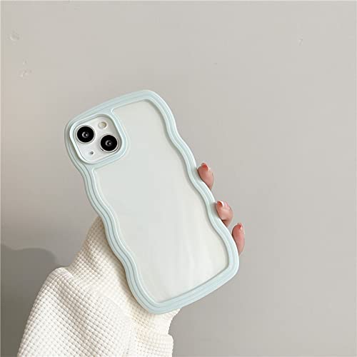 Fashion Cute Wellig Frame Phone Case für iPhone 13 12 11 Pro Max XR X XS 7 8 Plus SE 2 Bumper Clear Hard PC Cover, Cyan, für iPhone X (XS) von DRXVE