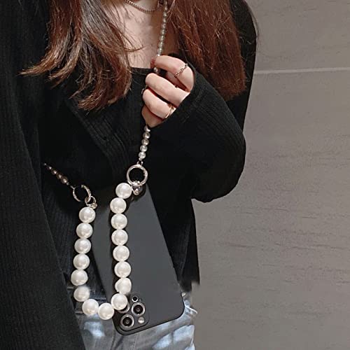 Fashion Pearl Bracelets Chain with Strap Lanyard Phone Case for iPhone 14 11 12 13 Pro Max Mini XR X XS 6 8 7 Plus SE 2020 Cover,Black,for iPhone 14 Pro von DRXVE