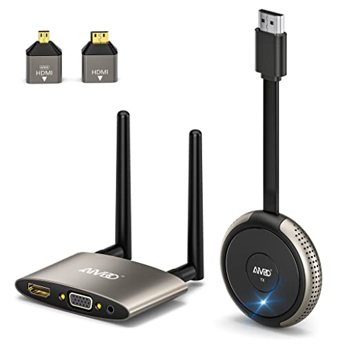 Wireless HDMI Transmitter and Receiver 4K, 5G 165FT/50M HDMI Extender HDMI VGA Video/Audio Dual-Screen-Übertragung, Live-Übertragung für Laptop, Tablet, Kamera, Unterstützung von Nefix/TikTok/YouTube von DRYMOKINI